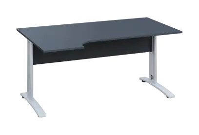 ERK 28 - 164 stůl kancelářský, rohový, levý, kovová podnož bílá, deska 25 mm, široký 1600 mm, antracit